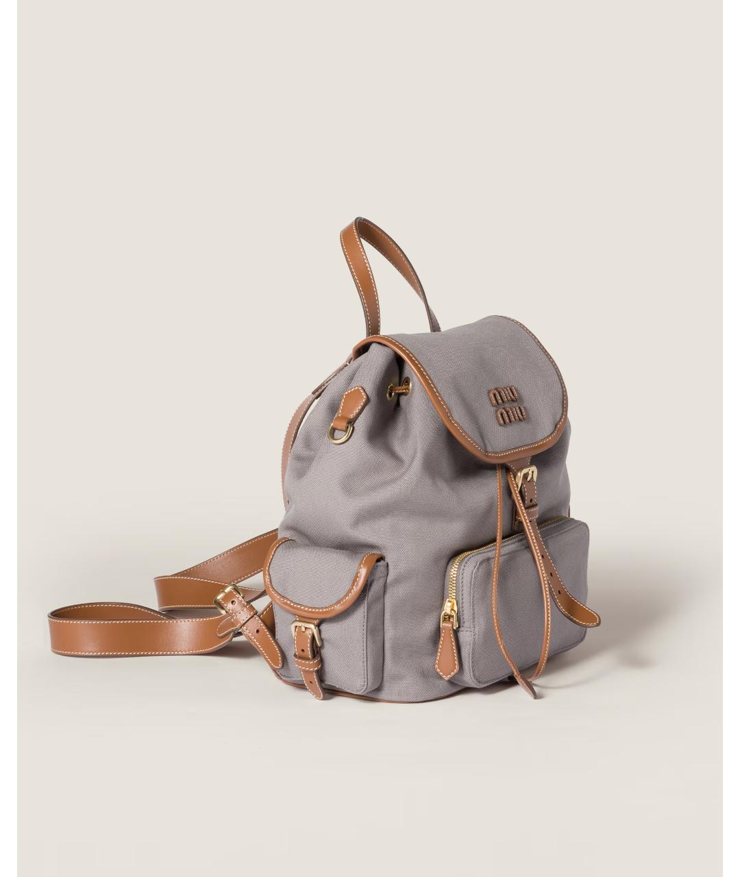 MIU MIU Серый тканевый рюкзак, фото 2