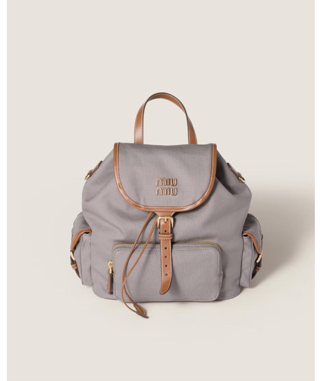 MIU MIU Серый тканевый рюкзак, фото 4