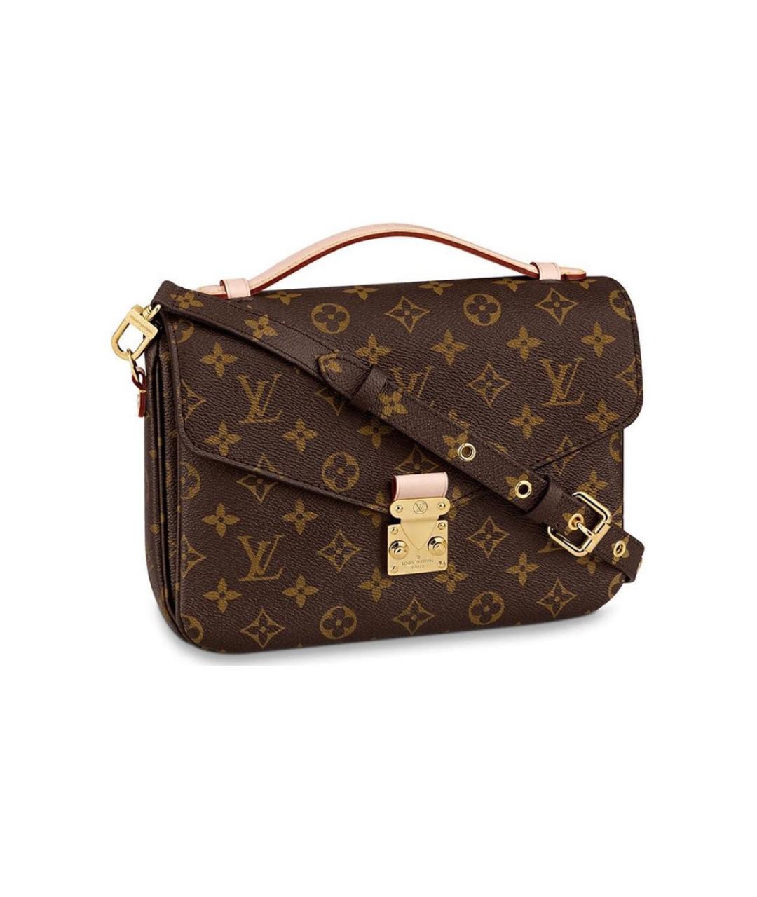 LOUIS VUITTON Коричневая кожаная сумка через плечо, фото 7