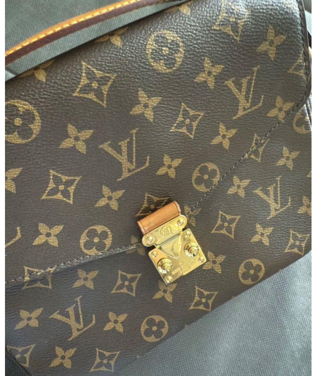 LOUIS VUITTON Коричневая кожаная сумка через плечо, фото 4