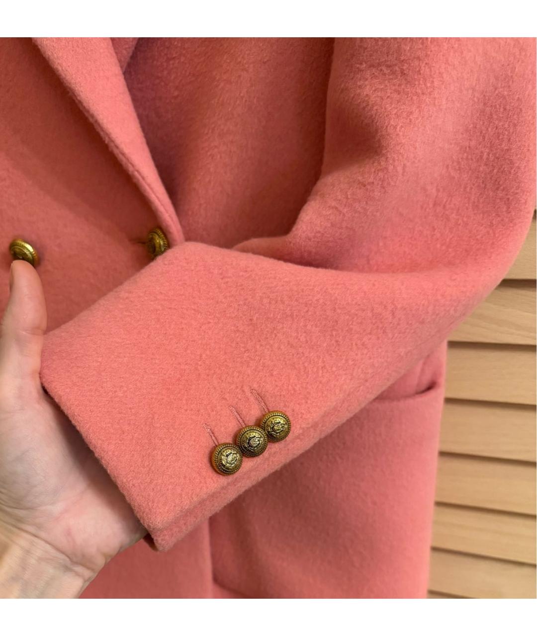 SANDRO Розовое шерстяное пальто, фото 7