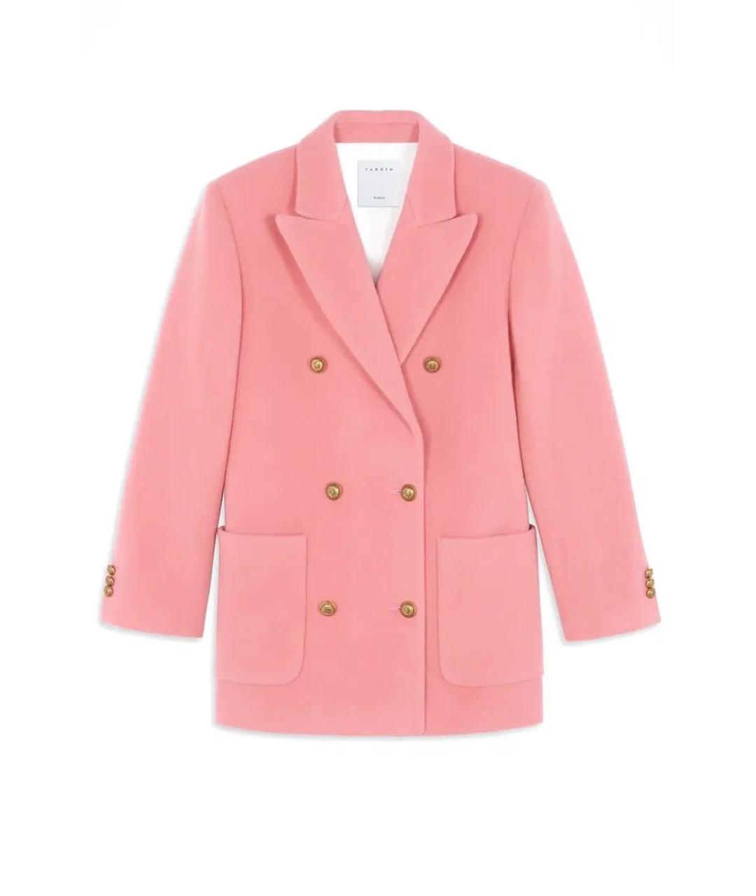 SANDRO Розовое шерстяное пальто, фото 1