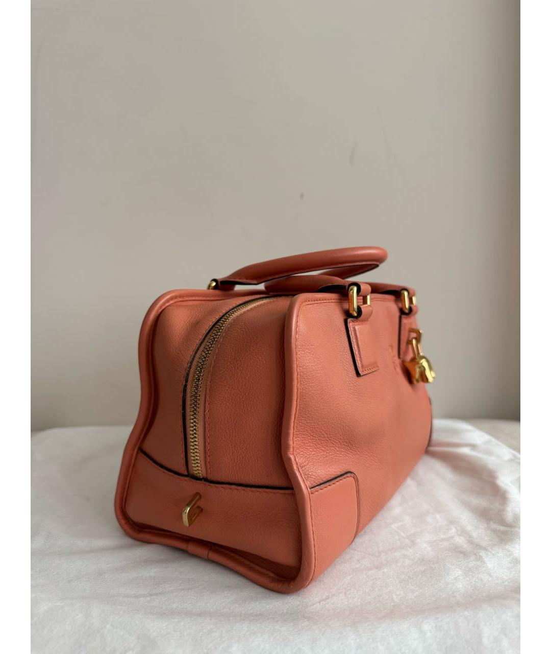 LOEWE Коралловая кожаная сумка с короткими ручками, фото 2