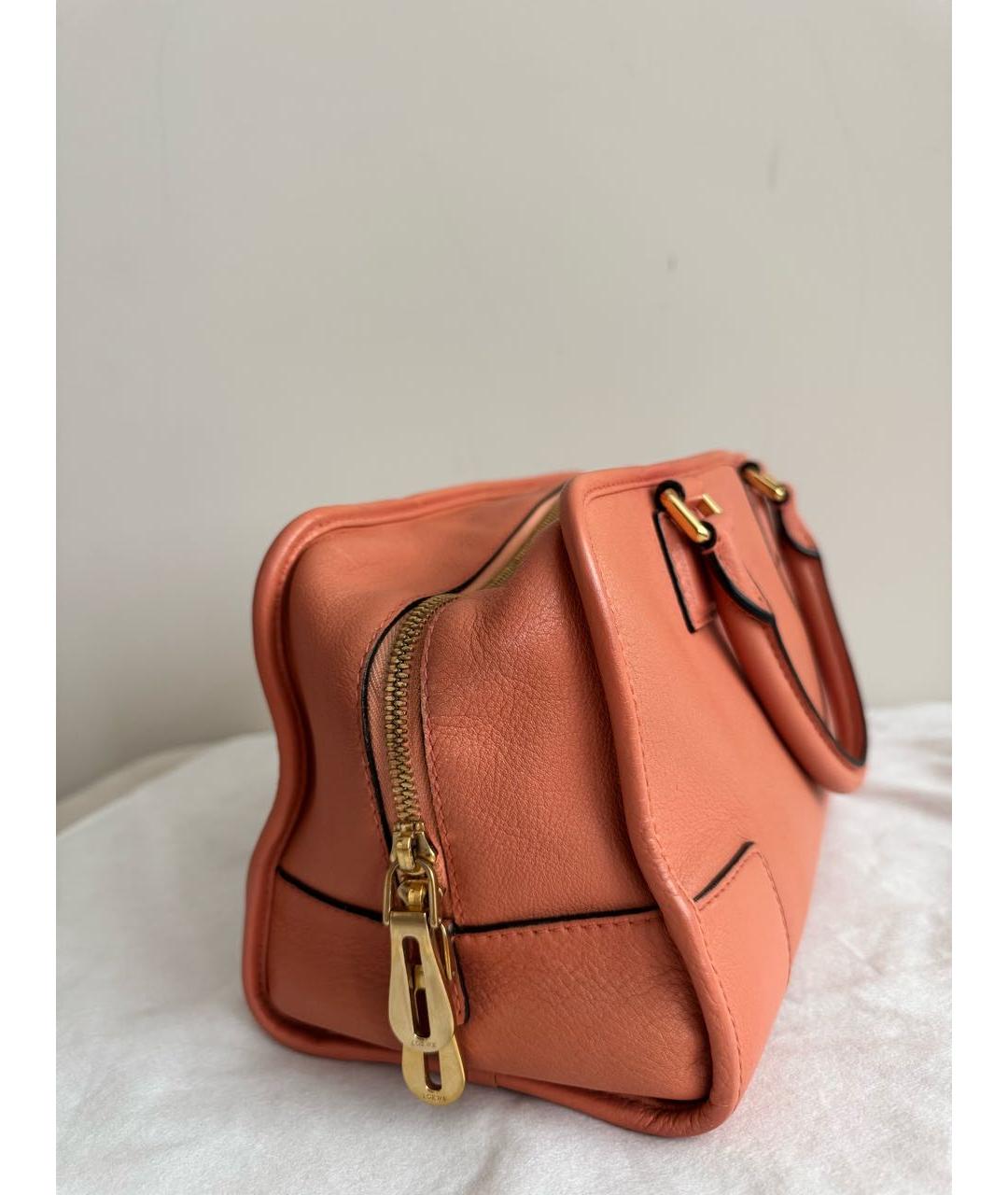 LOEWE Коралловая кожаная сумка с короткими ручками, фото 6