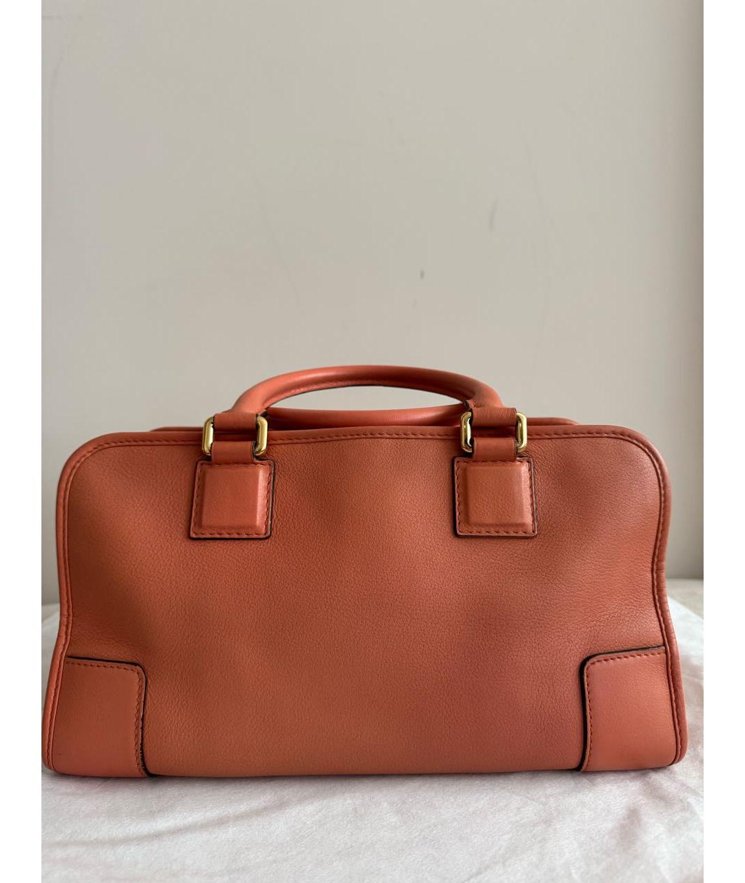 LOEWE Коралловая кожаная сумка с короткими ручками, фото 3