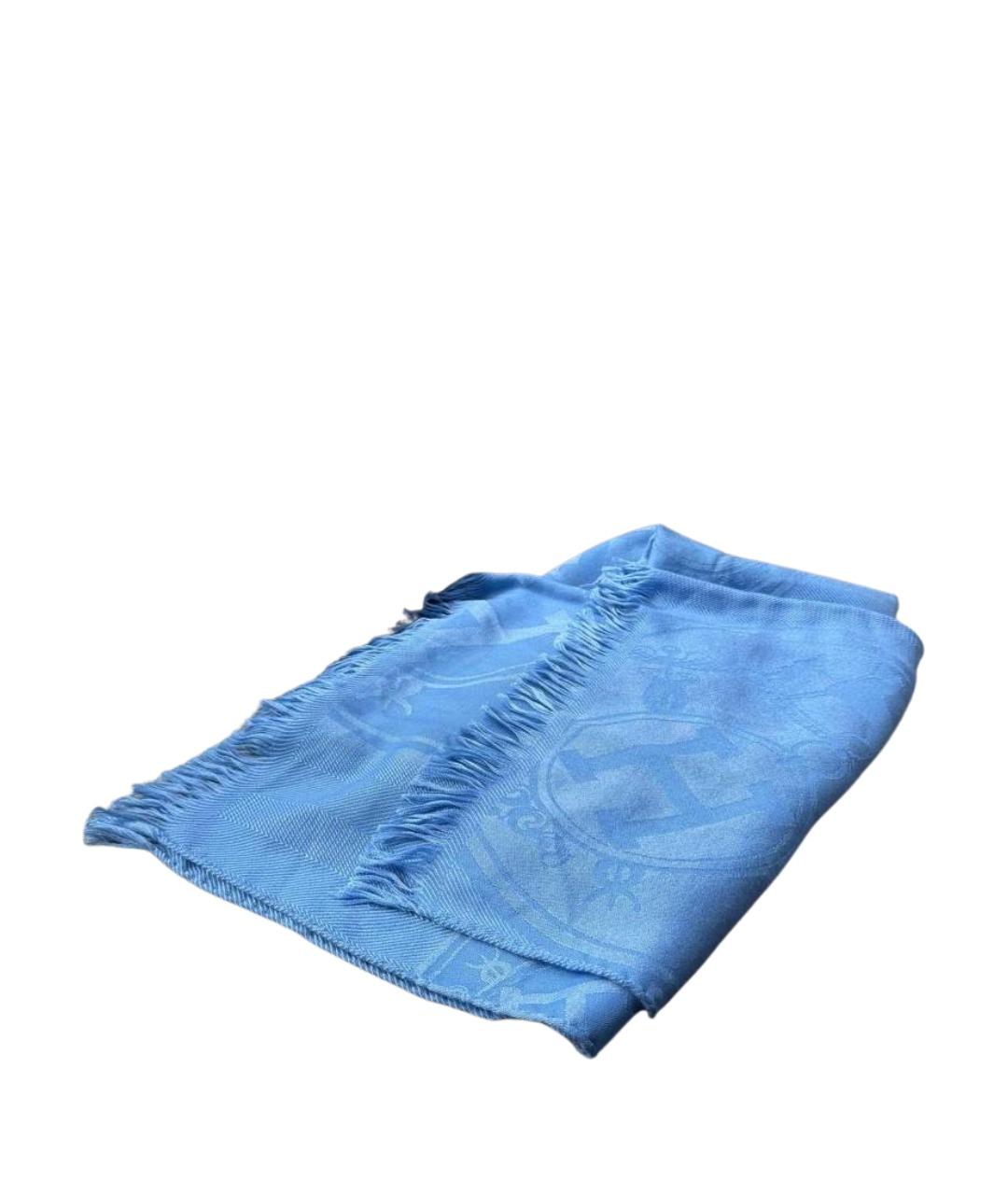 HERMES Голубой кашемировый платок, фото 1