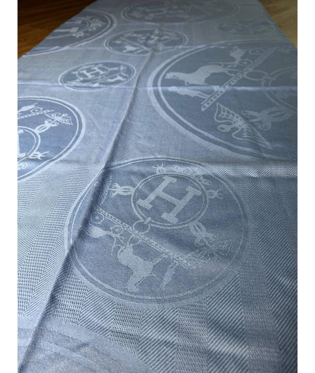 HERMES Голубой кашемировый платок, фото 2