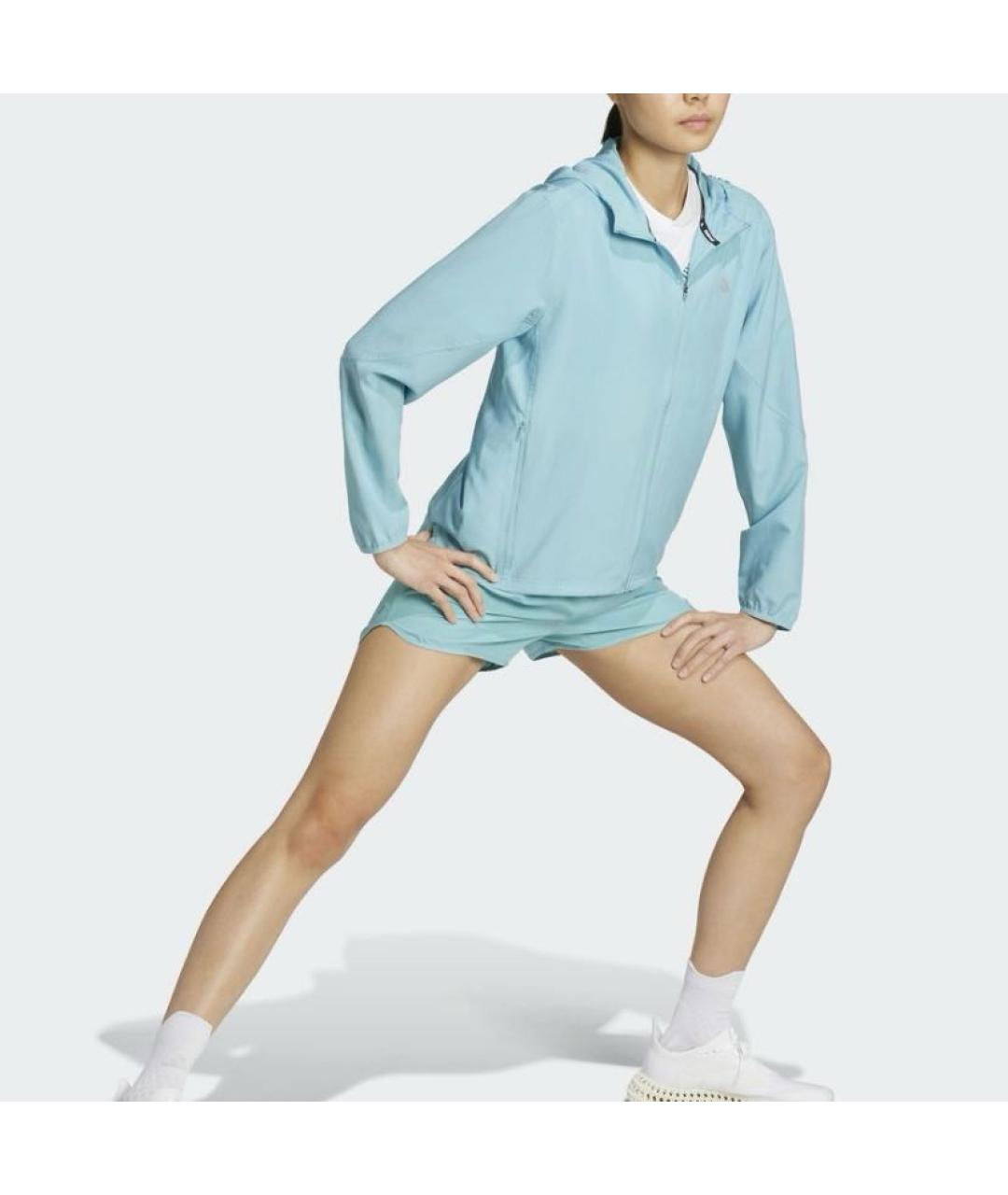 ADIDAS Голубая полиэстеровая куртка, фото 4