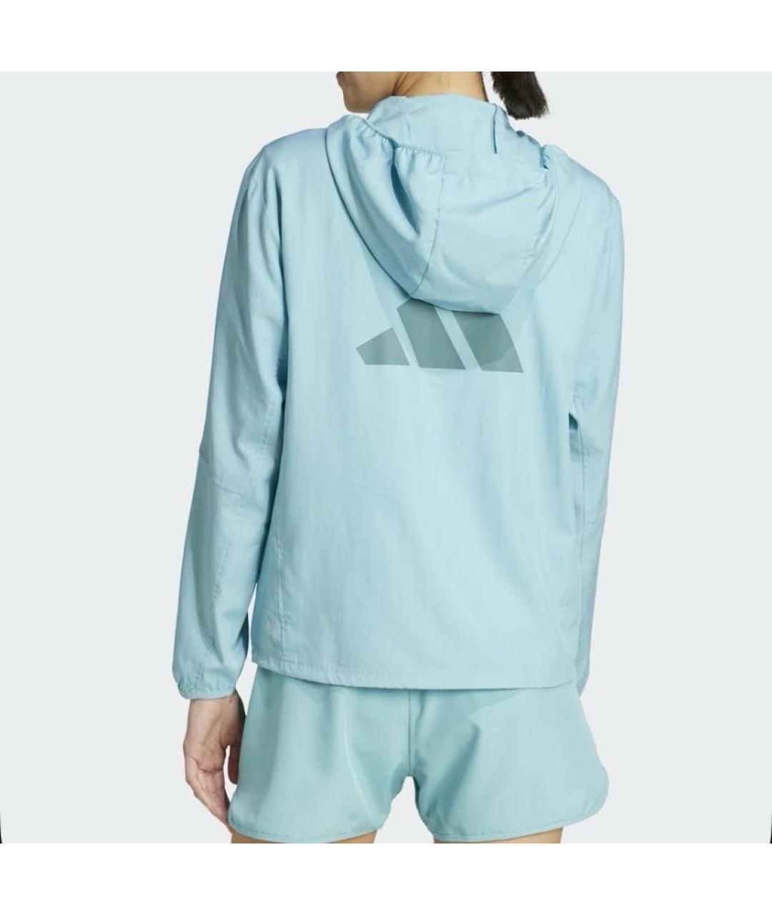 ADIDAS Голубая полиэстеровая куртка, фото 3