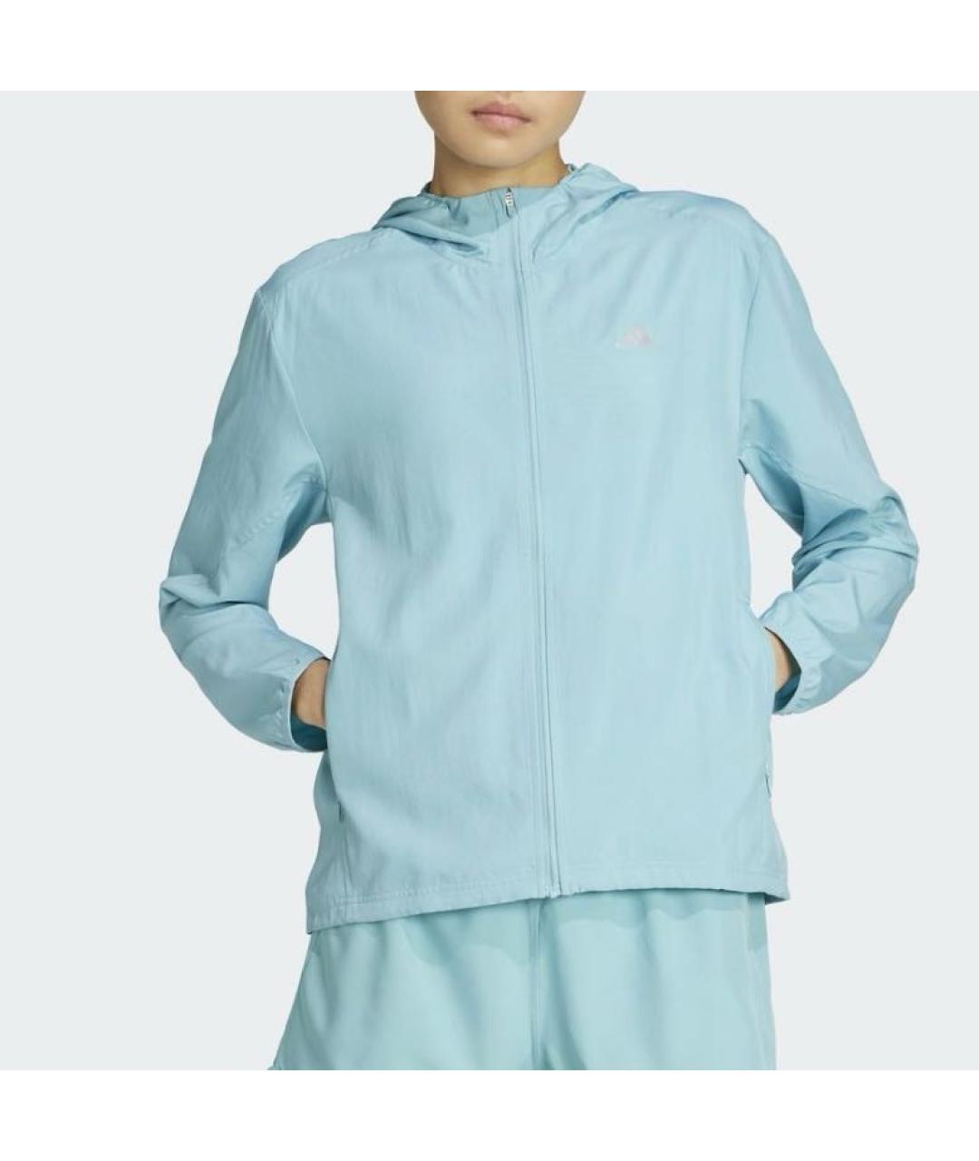 ADIDAS Голубая полиэстеровая куртка, фото 2