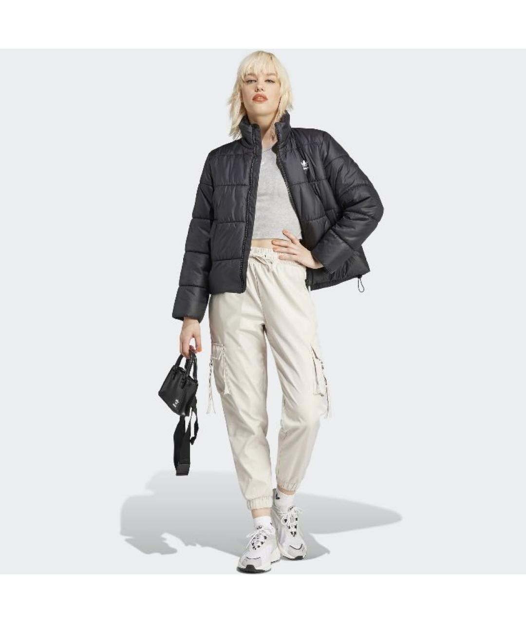 ADIDAS Черная полиэстеровая куртка, фото 4