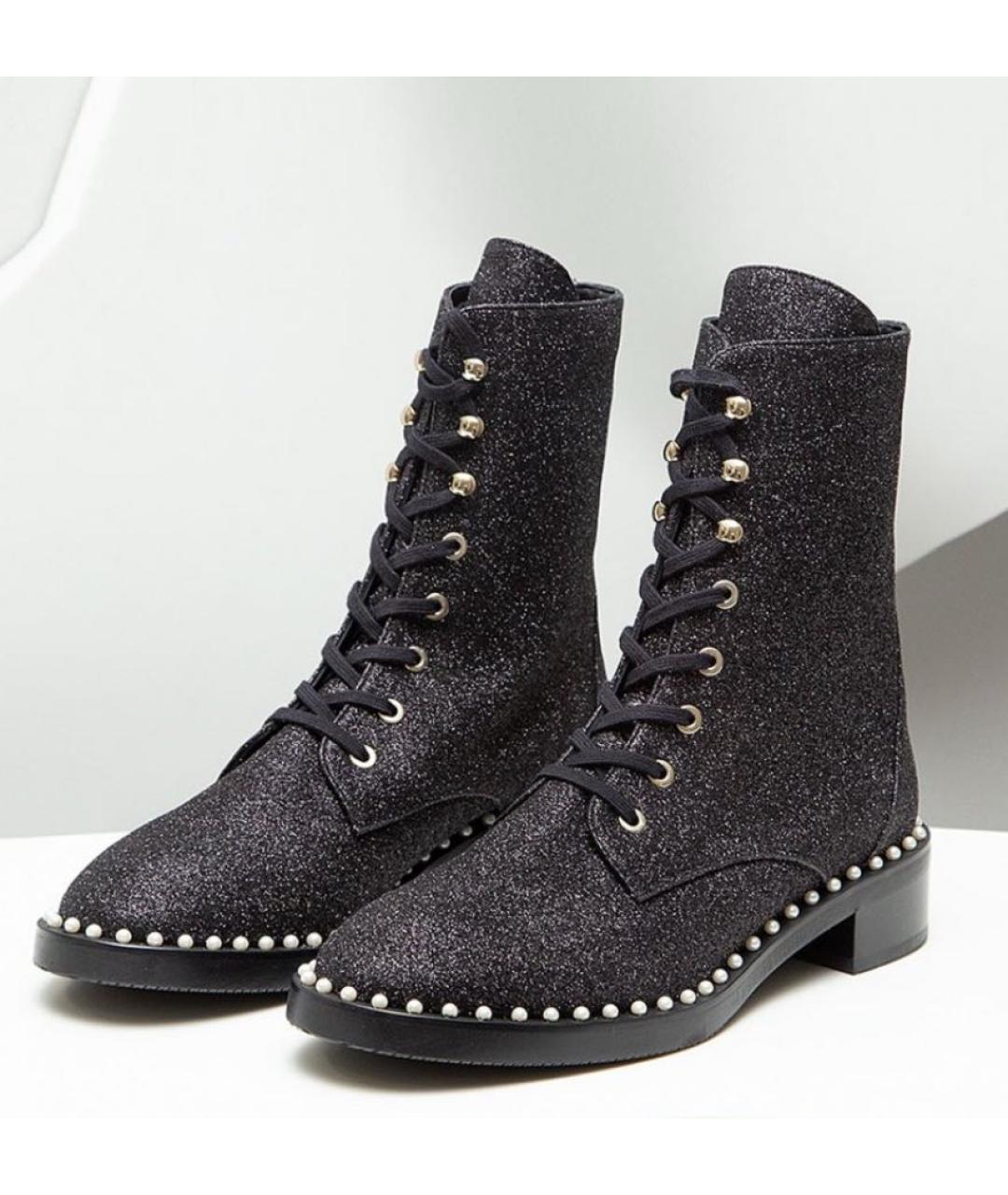 STUART WEITZMAN Черные кожаные ботинки, фото 2