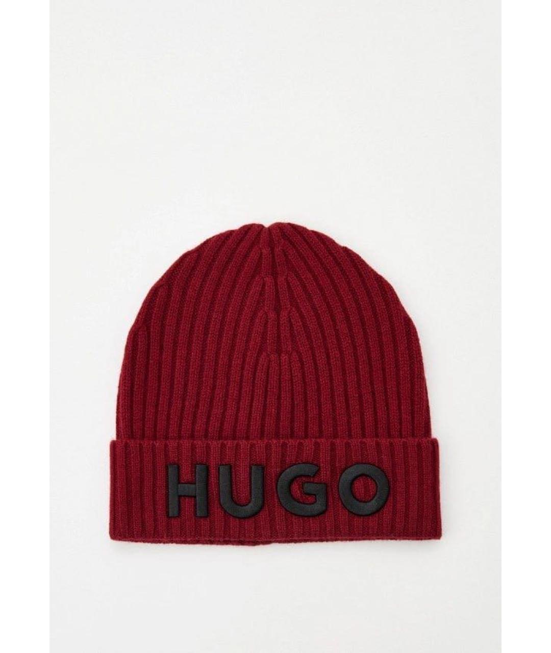 HUGO Бордовая шерстяная шапка, фото 7