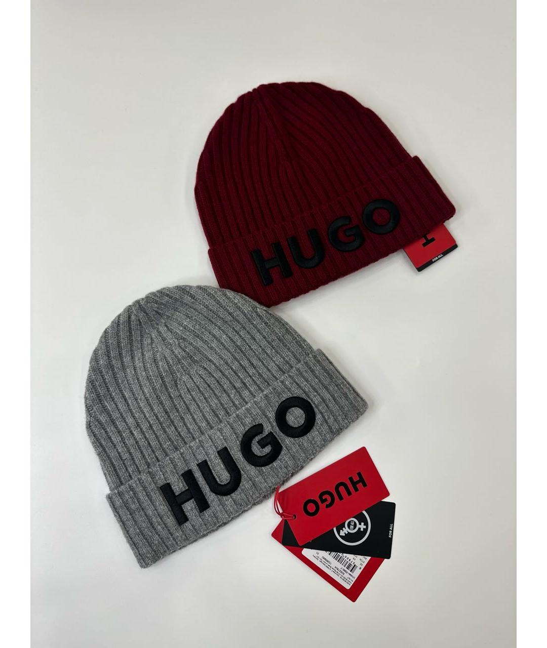 HUGO Бордовая шерстяная шапка, фото 6
