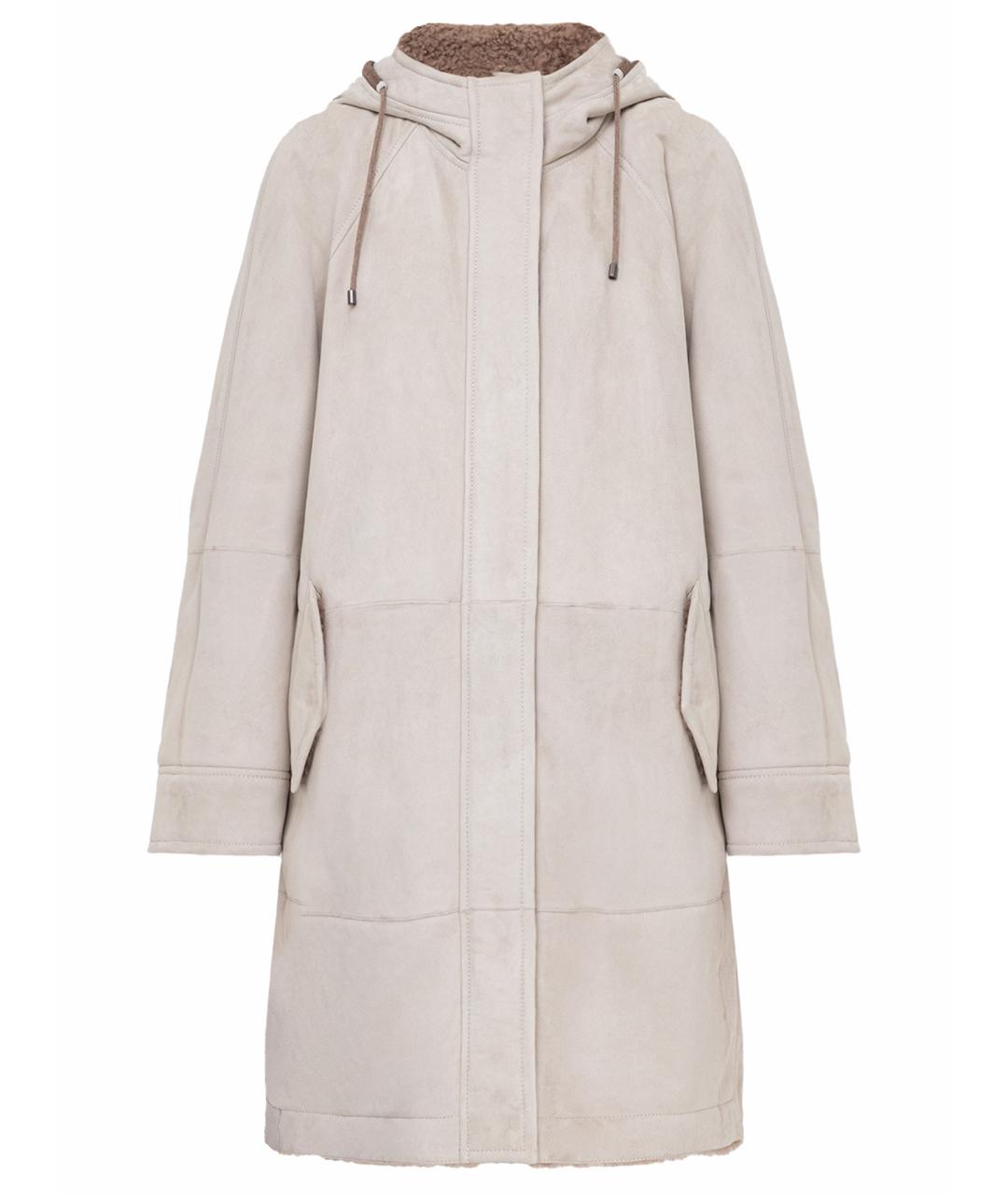 BRUNELLO CUCINELLI Бежевая замшевая дубленка, фото 1