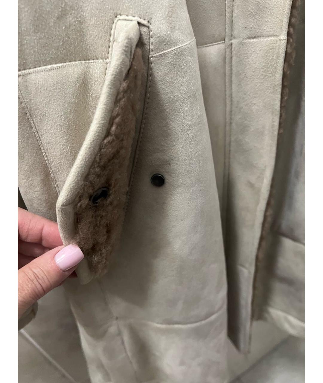 BRUNELLO CUCINELLI Бежевая замшевая дубленка, фото 8