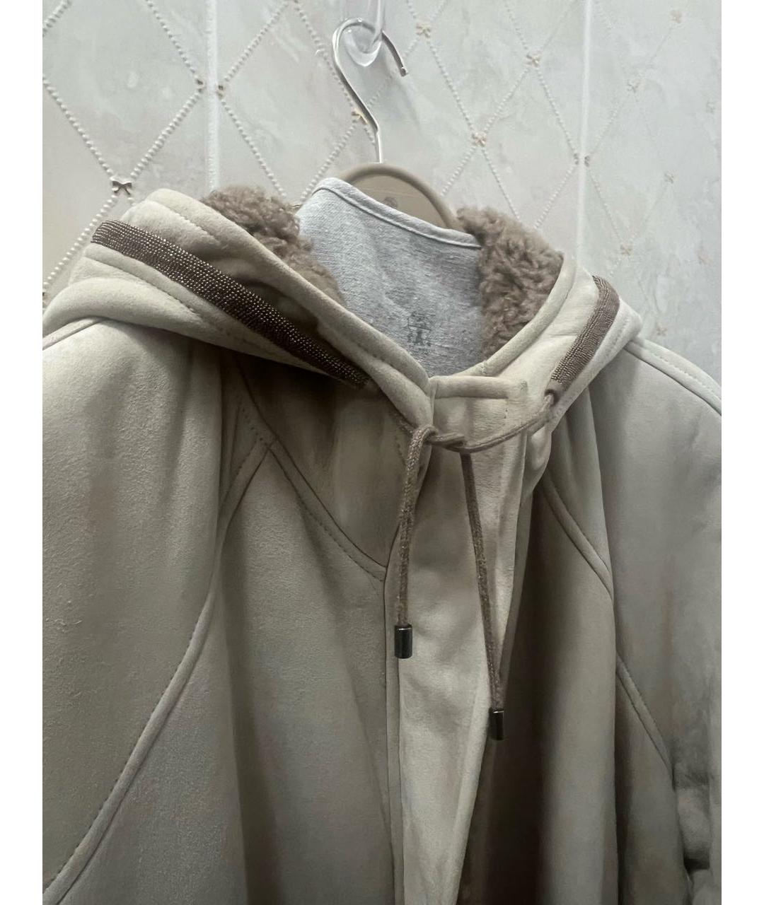 BRUNELLO CUCINELLI Бежевая замшевая дубленка, фото 4