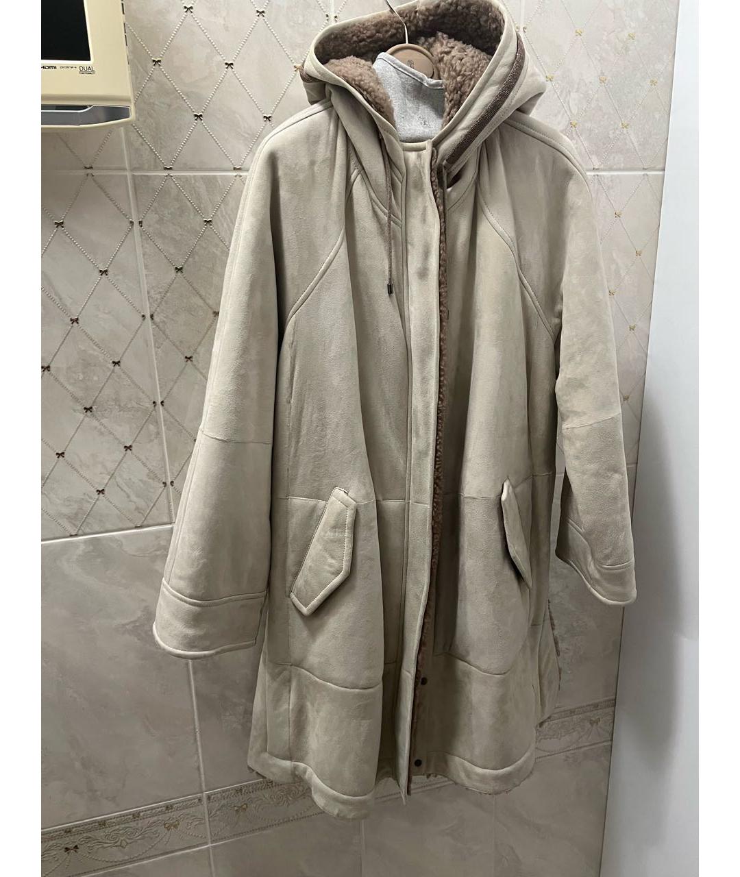 BRUNELLO CUCINELLI Бежевая замшевая дубленка, фото 9
