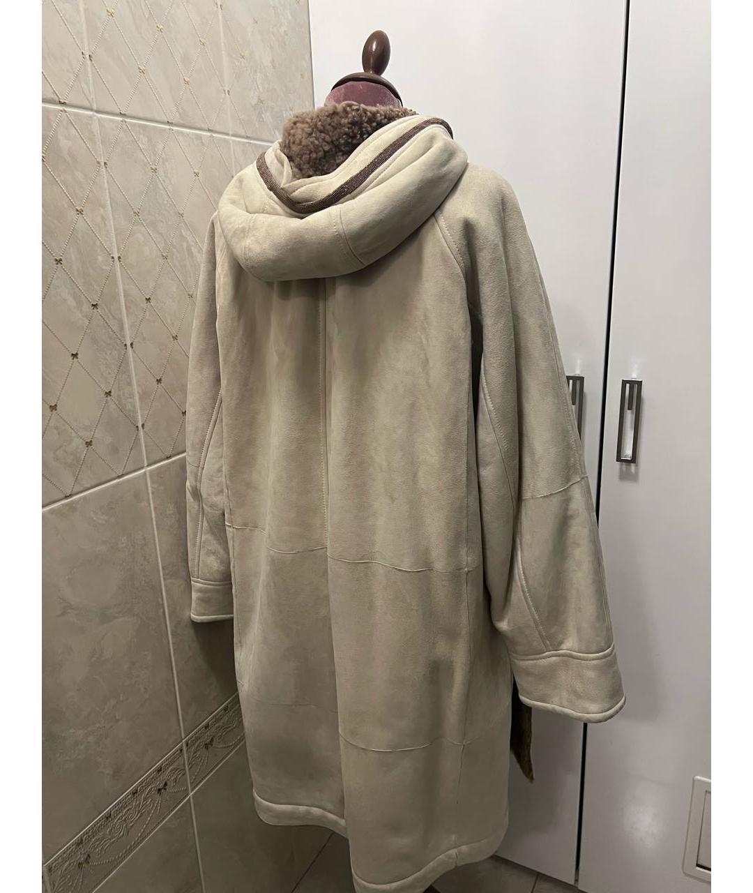 BRUNELLO CUCINELLI Бежевая замшевая дубленка, фото 2