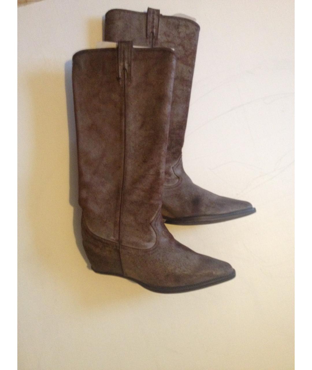 MAISON MARGIELA Коричневые кожаные сапоги, фото 2