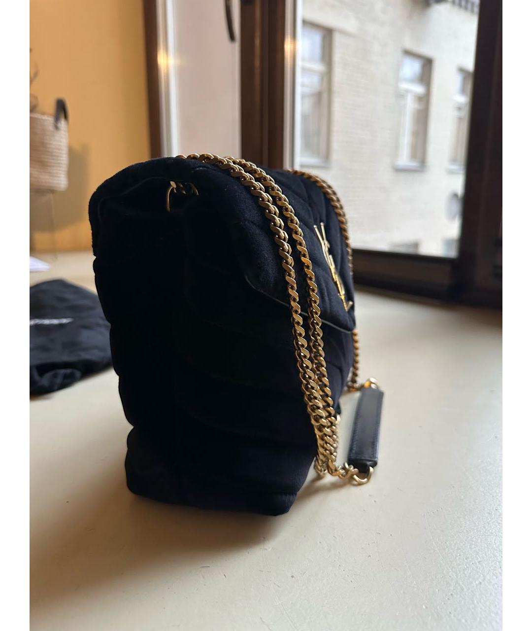 SAINT LAURENT Черная замшевая сумка через плечо, фото 2