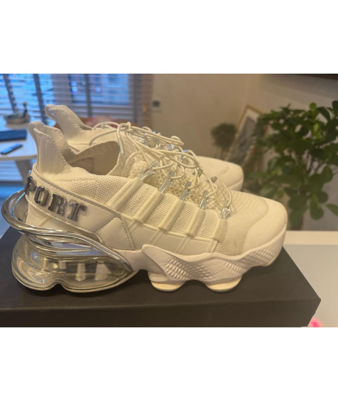 PLEIN SPORT Белые текстильные кроссовки, фото 9