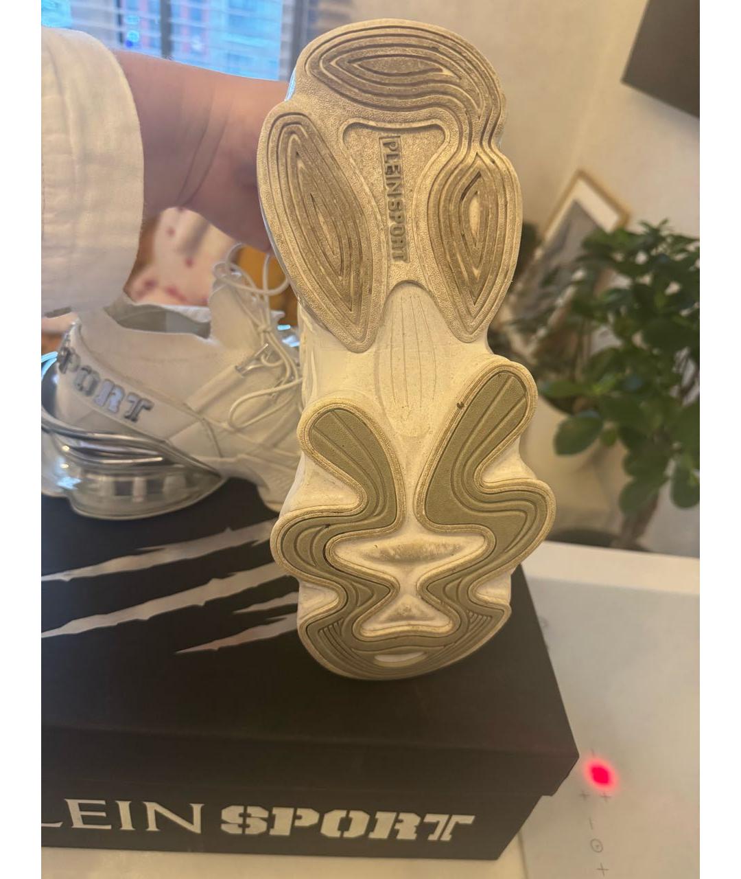 PLEIN SPORT Белые текстильные кроссовки, фото 6