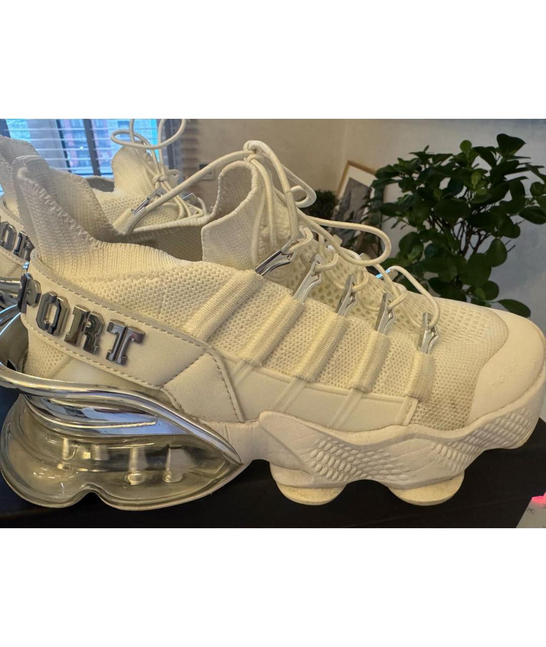 PLEIN SPORT Белые текстильные кроссовки, фото 7