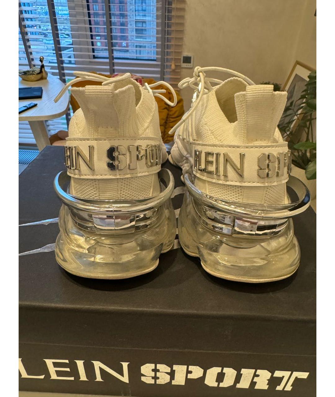 PLEIN SPORT Белые текстильные кроссовки, фото 4