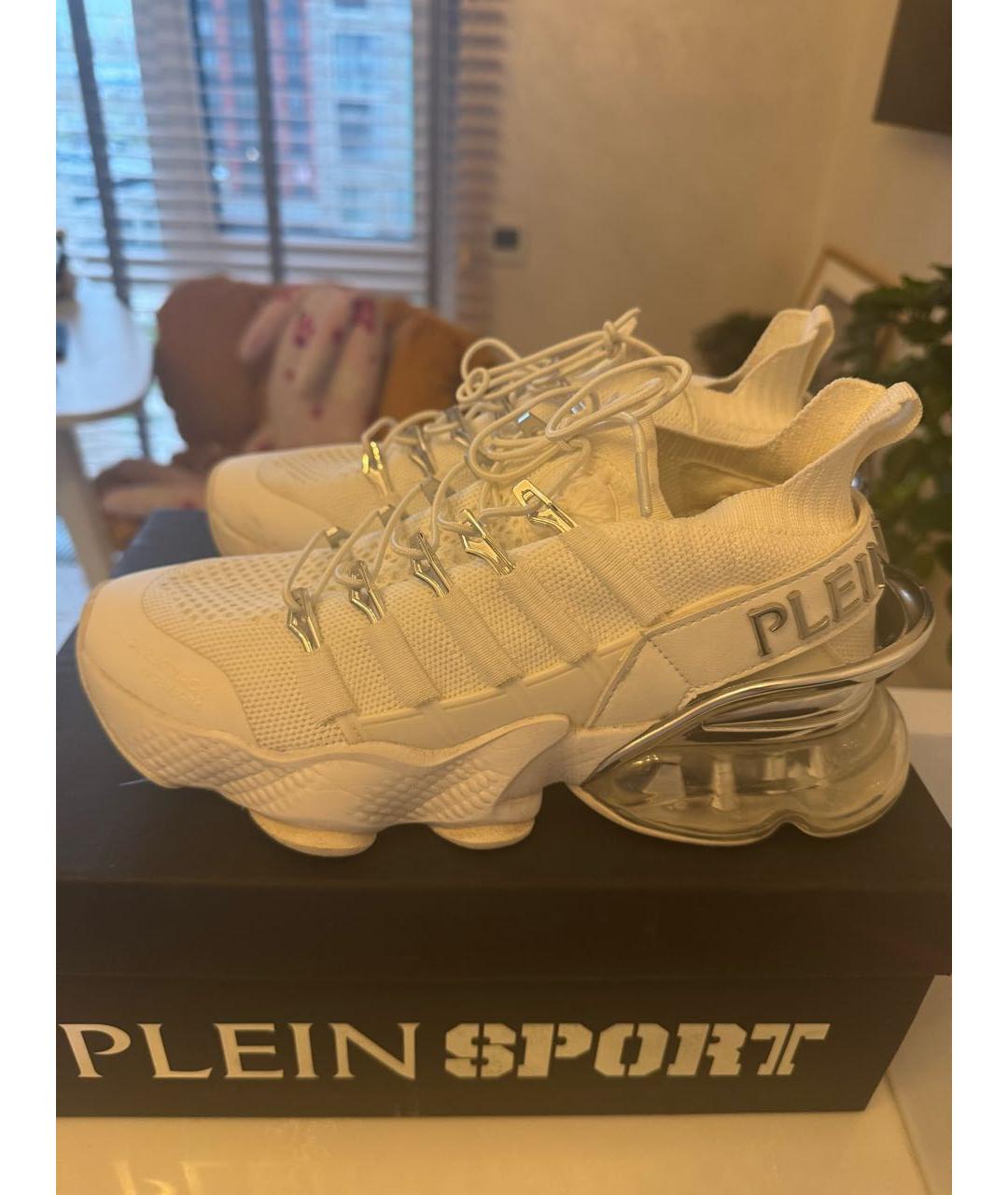 PLEIN SPORT Белые текстильные кроссовки, фото 3