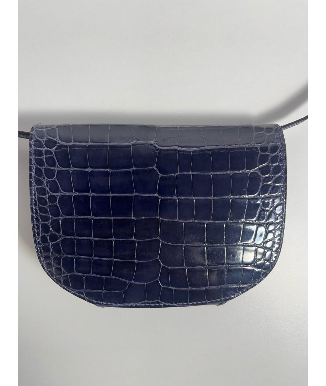 HERMES Темно-синяя сумка через плечо из экзотической кожи, фото 3