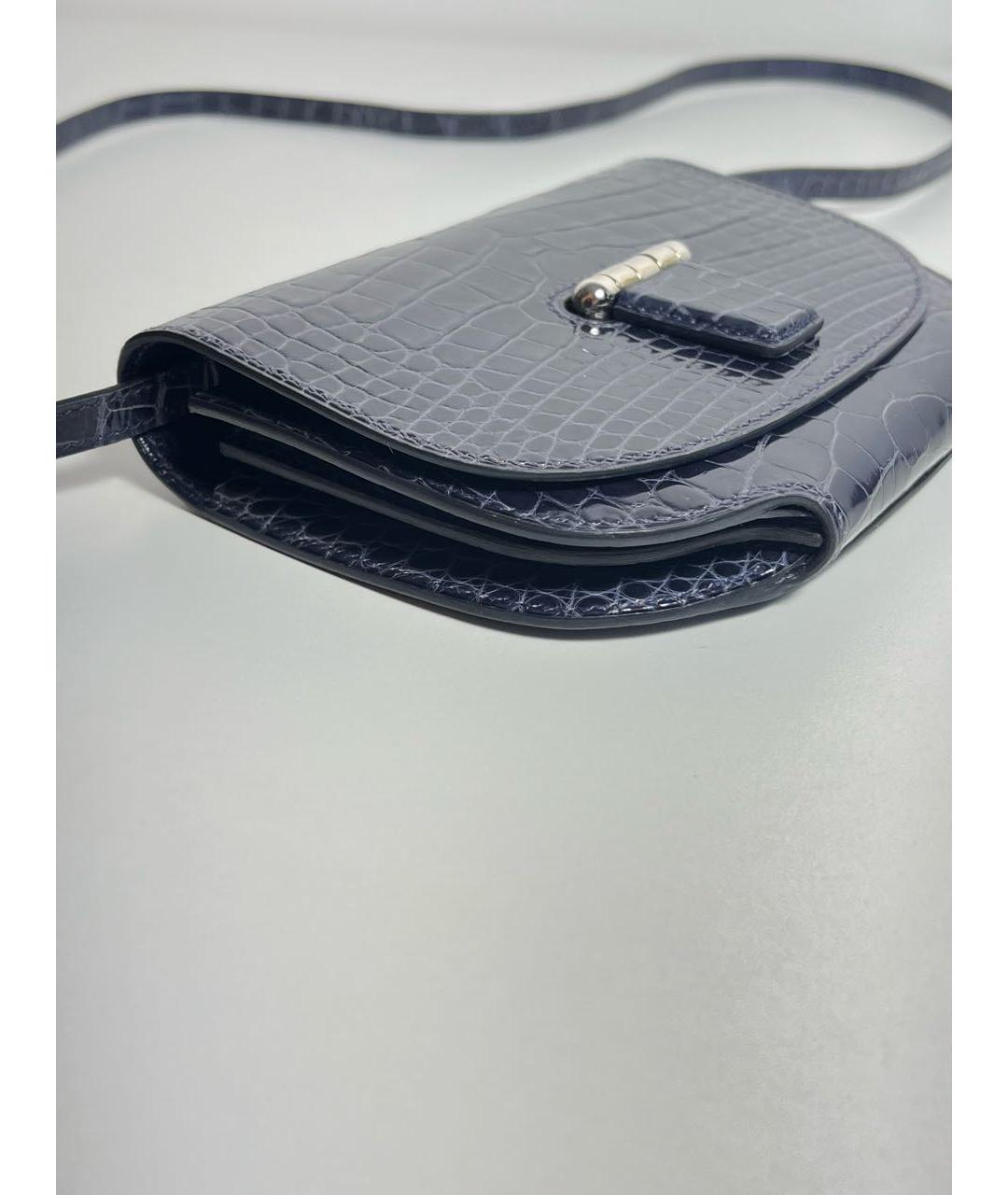 HERMES Темно-синяя сумка через плечо из экзотической кожи, фото 2