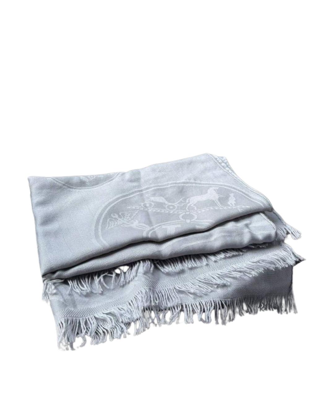 HERMES Серый кашемировый шарф, фото 1