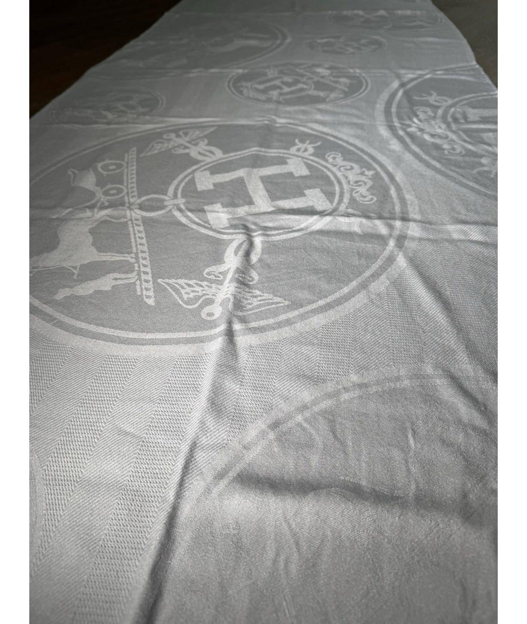 HERMES Серый кашемировый шарф, фото 2