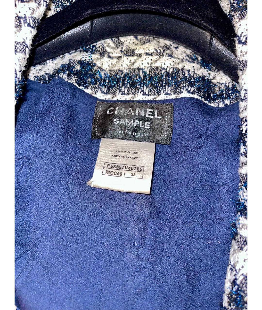 CHANEL Синий твидовый жакет/пиджак, фото 3