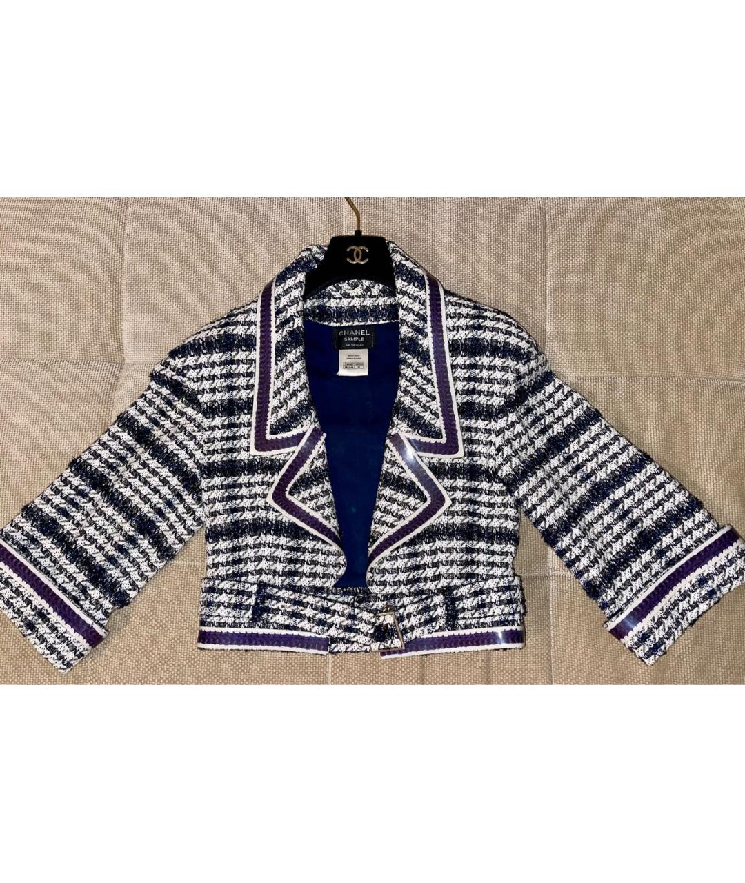 CHANEL Синий твидовый жакет/пиджак, фото 6