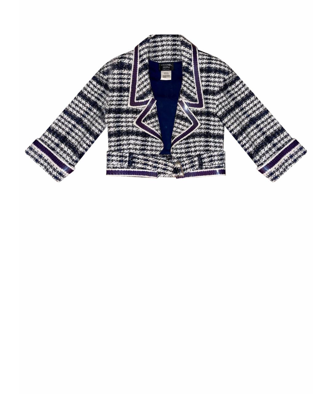 CHANEL Синий твидовый жакет/пиджак, фото 1
