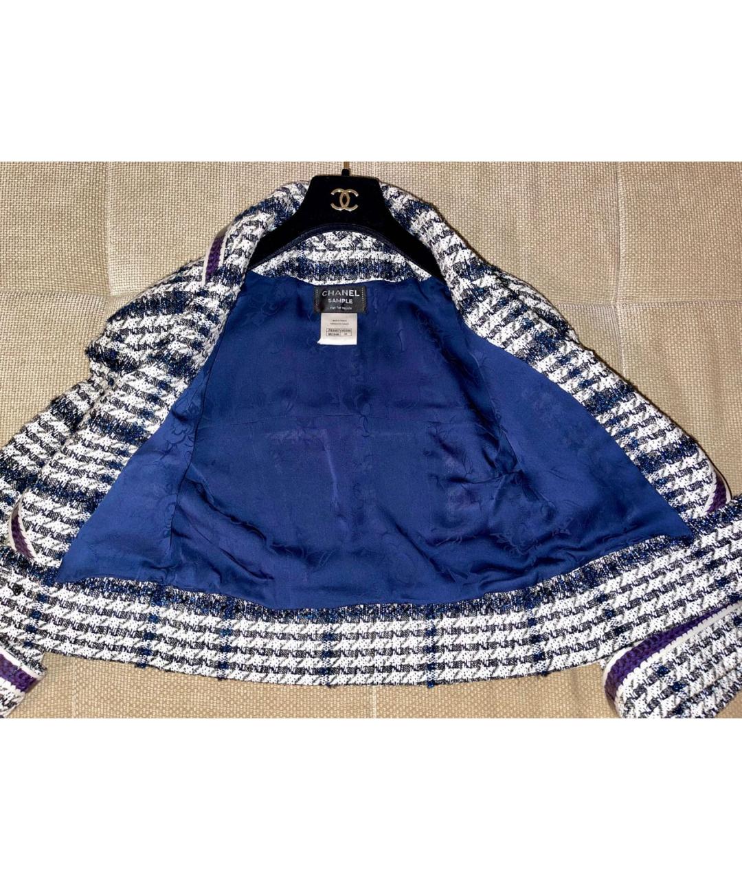 CHANEL Синий твидовый жакет/пиджак, фото 5