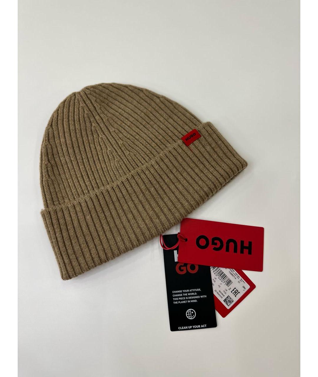 HUGO Бежевая шерстяная шапка, фото 5