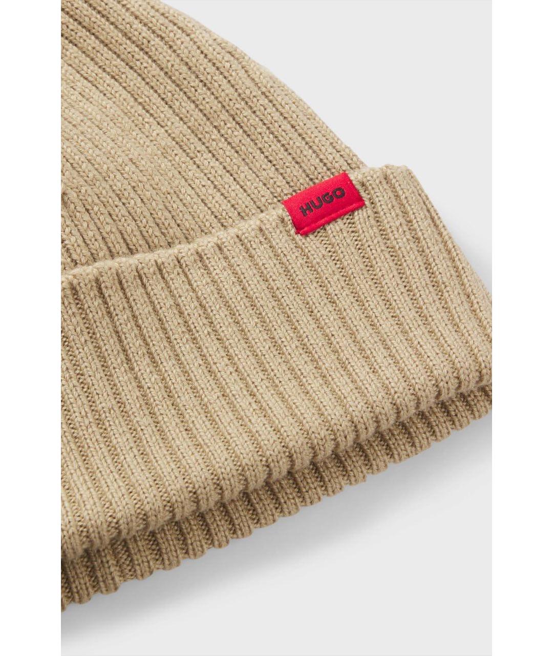 HUGO Бежевая шерстяная шапка, фото 3