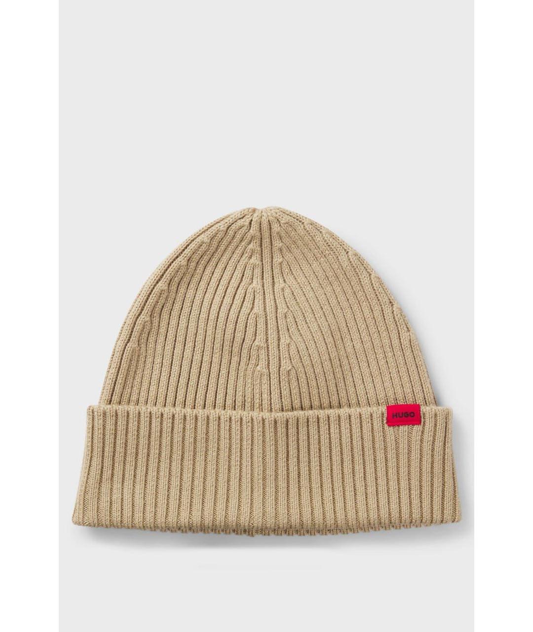 HUGO Бежевая шерстяная шапка, фото 8