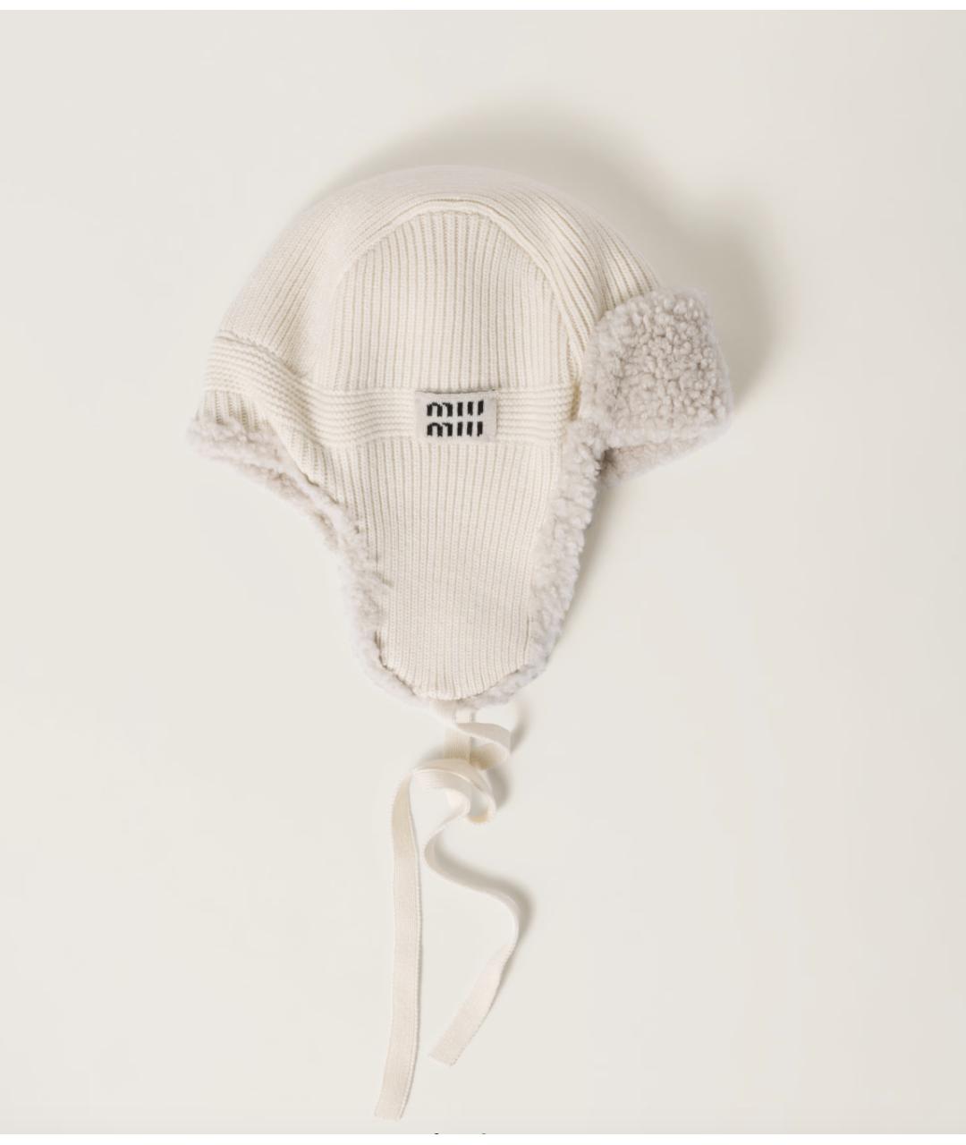 MIU MIU Бежевая шерстяная шапка, фото 3