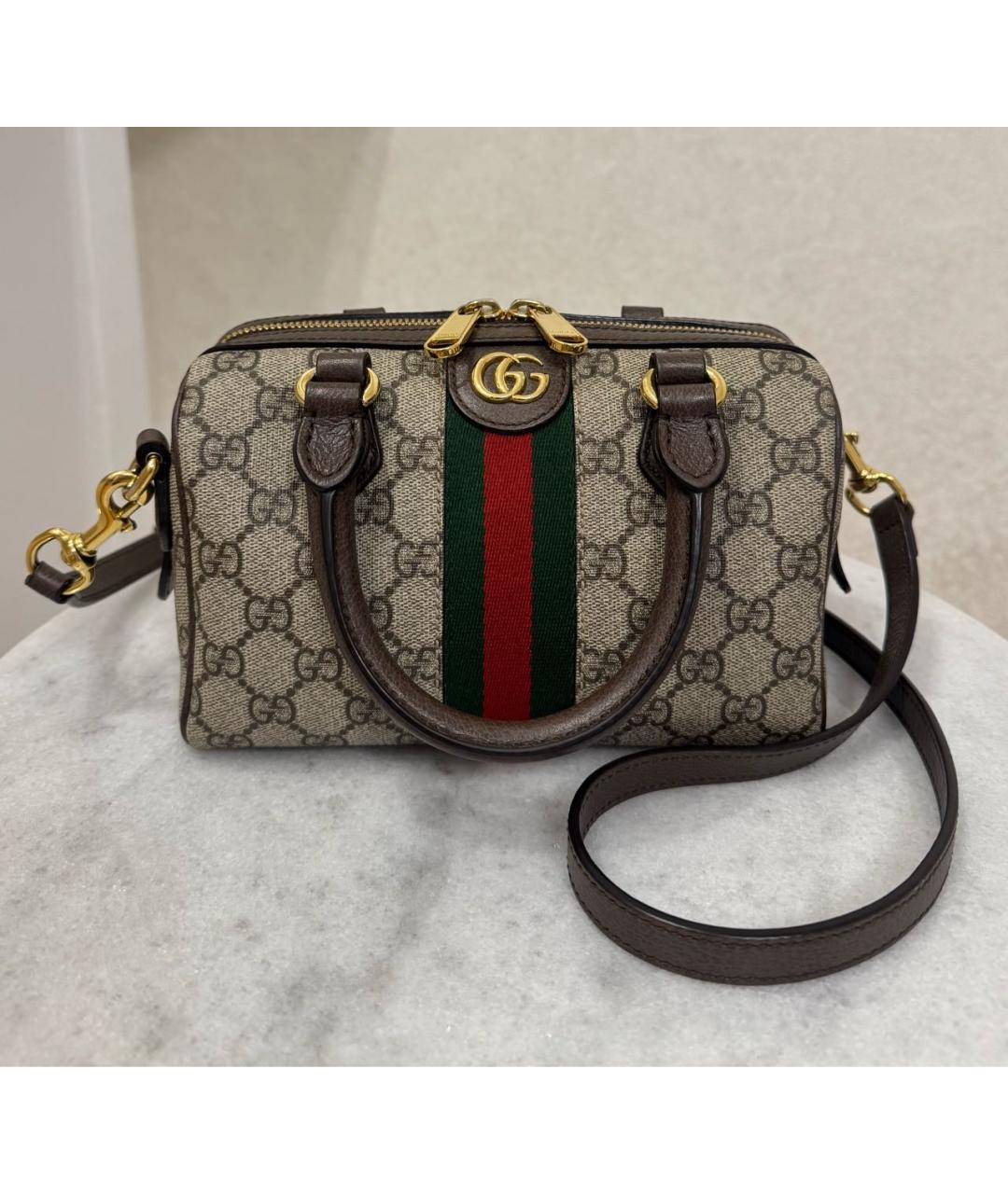 GUCCI Коричневая кожаная сумка через плечо, фото 4
