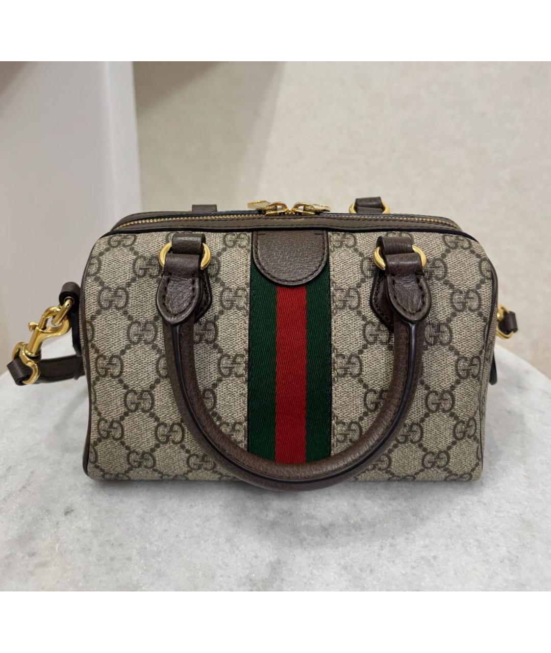 GUCCI Коричневая кожаная сумка через плечо, фото 5