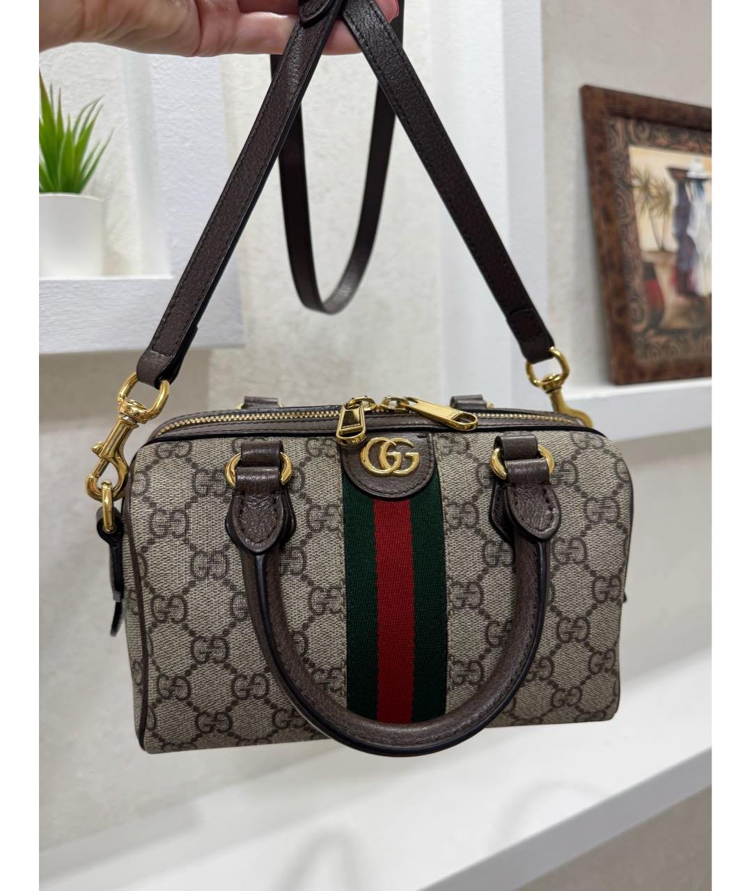 GUCCI Коричневая кожаная сумка через плечо, фото 8