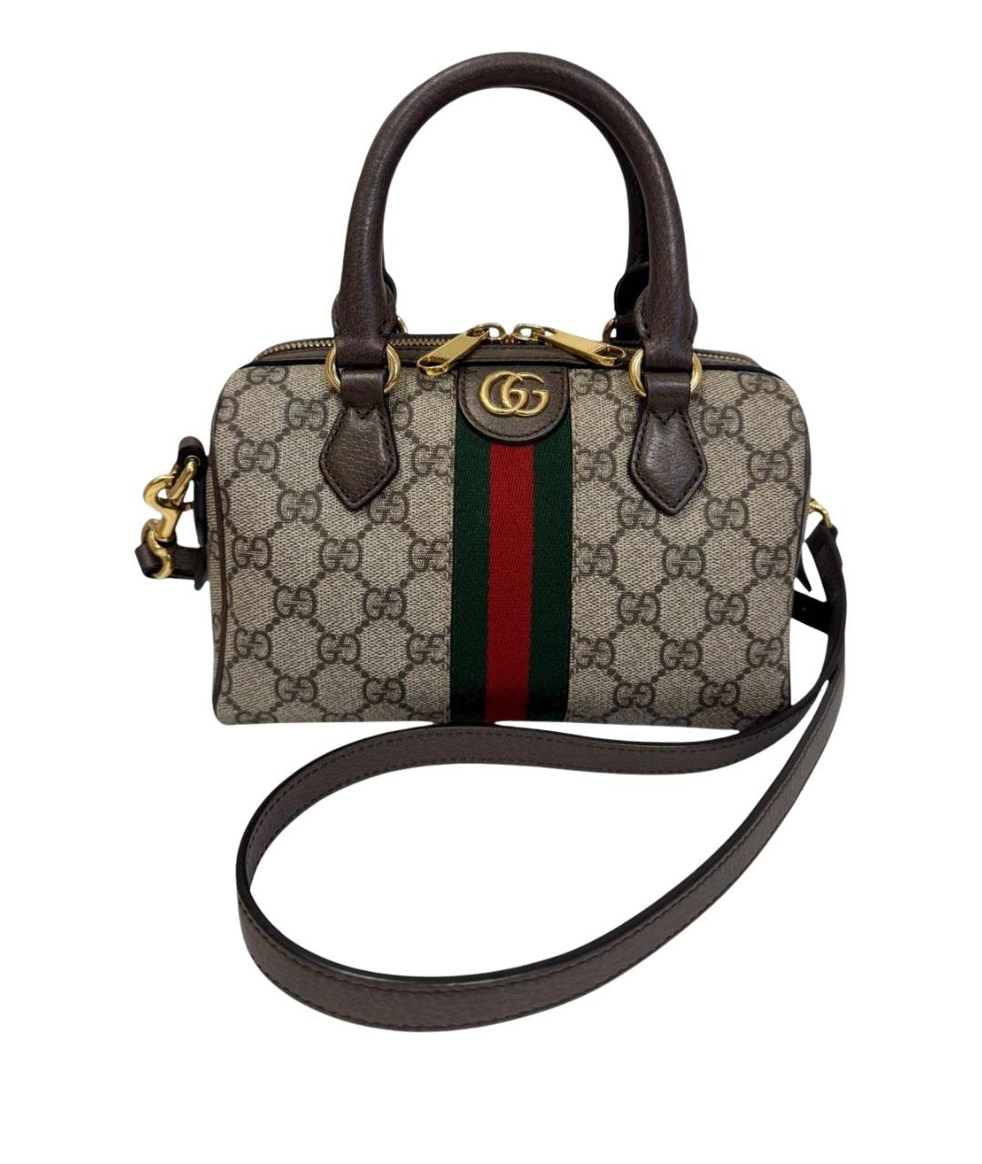 GUCCI Коричневая кожаная сумка через плечо, фото 1
