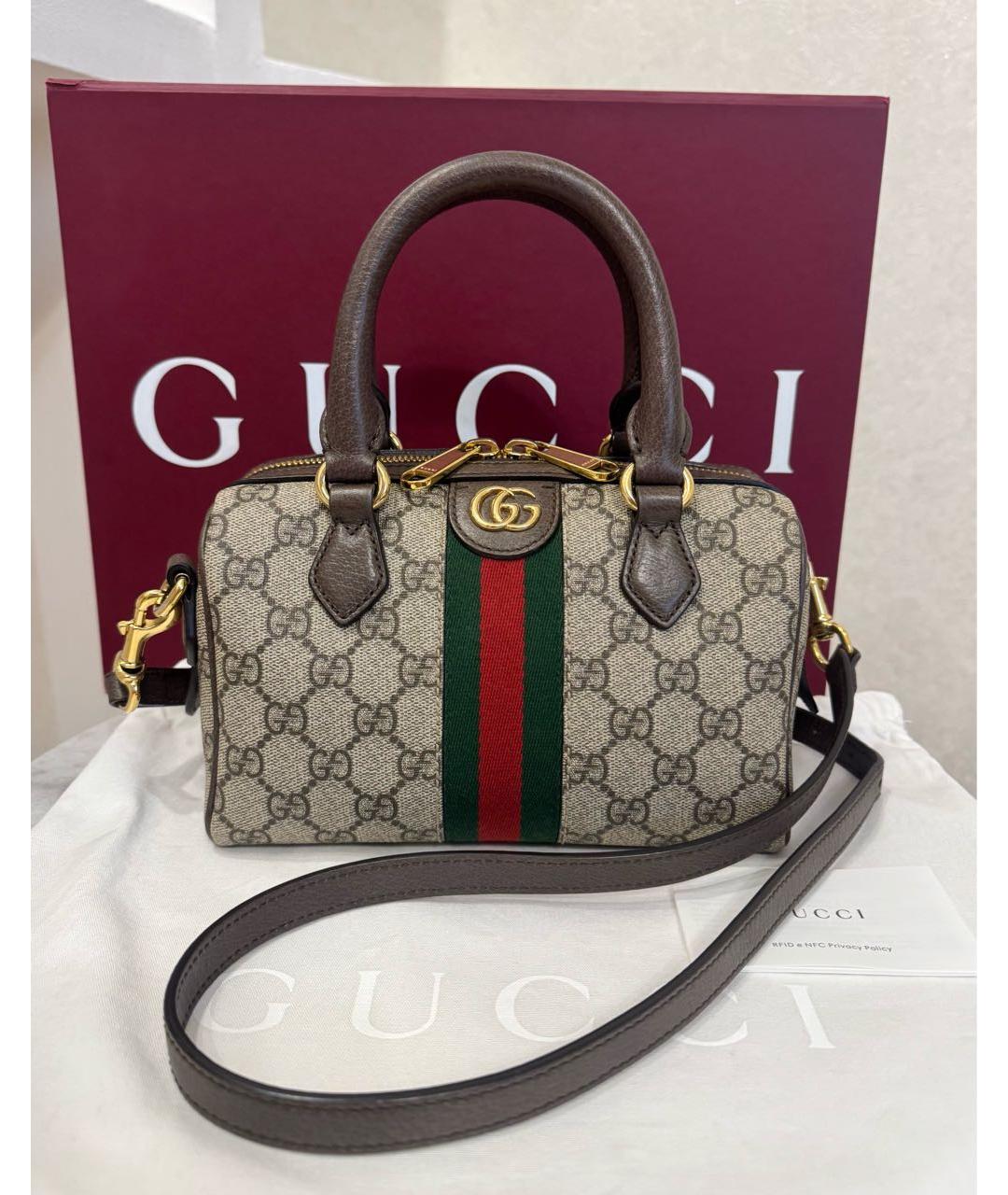 GUCCI Коричневая кожаная сумка через плечо, фото 2