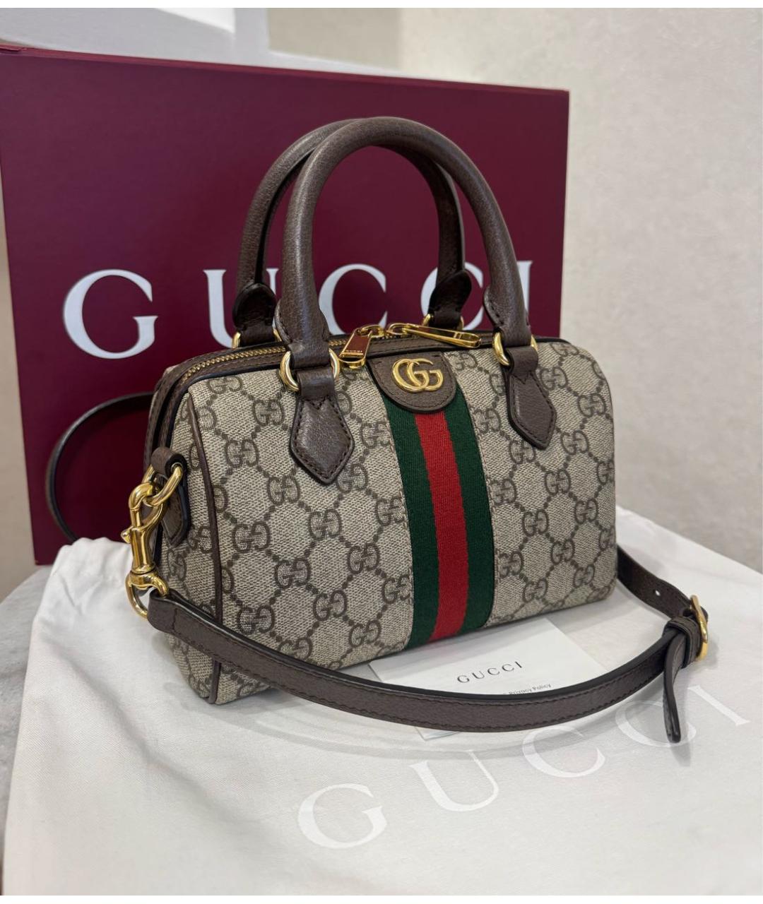 GUCCI Коричневая кожаная сумка через плечо, фото 3
