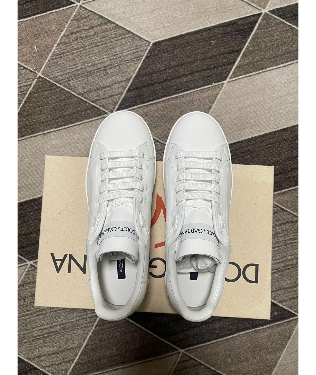 DOLCE&GABBANA Белые кожаные низкие кроссовки / кеды, фото 3