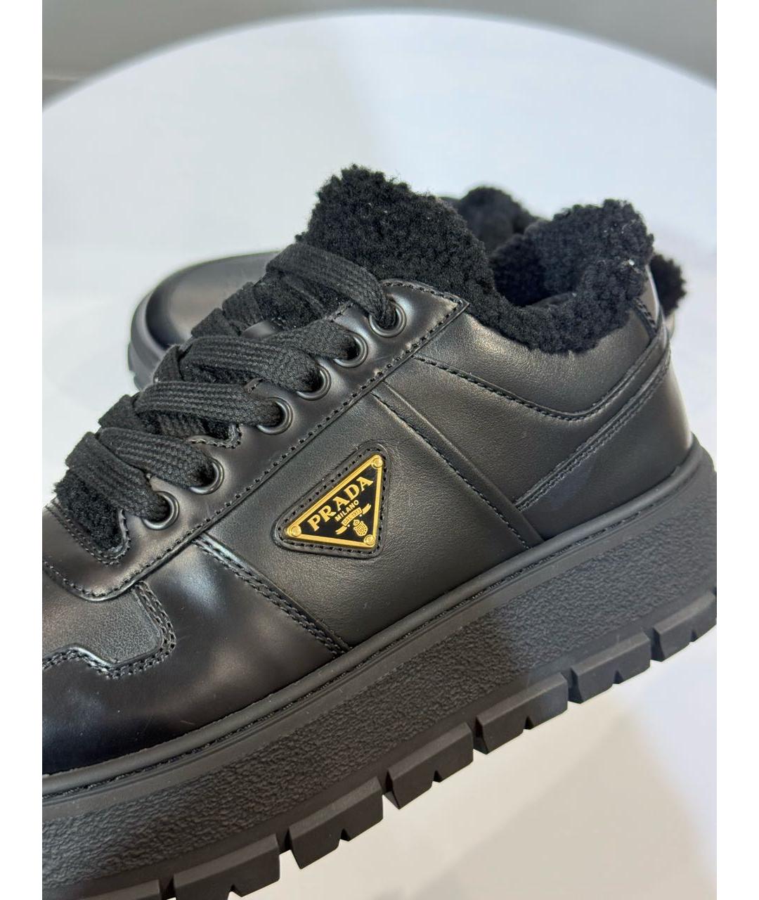 PRADA Черные кожаные кроссовки, фото 4